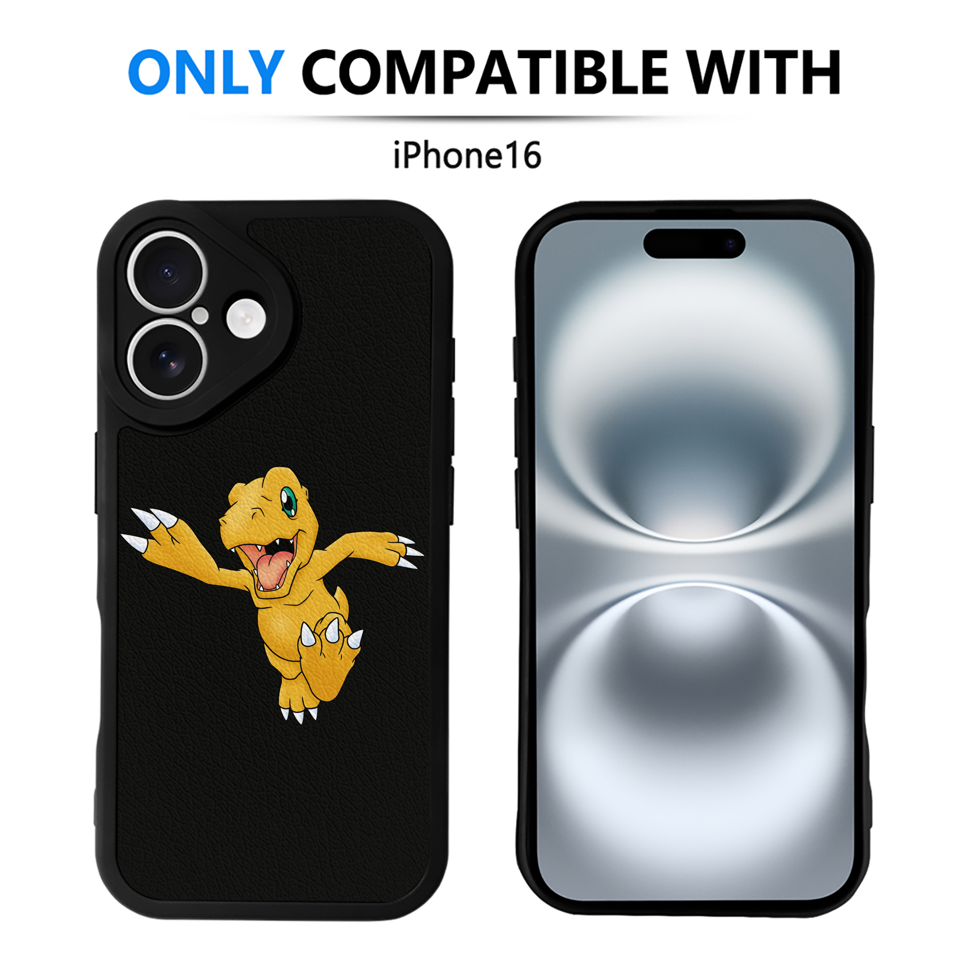 （画像用） Digimon デジタルモンスター/デジモン 【iPhone 16シリーズ対応】シリコンスマホケース（レザー調） 材質：シリコン